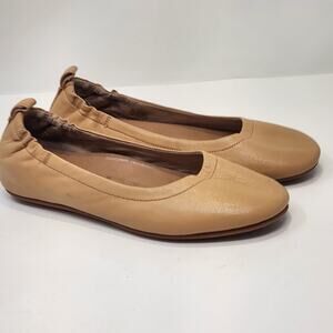 FitFlop Women Allegro Tan Leather Ballet Flats Size 8 Comfort Slip On Shoes